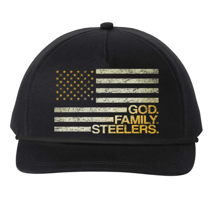 God Family Steelers American Football Flag Snapback Five-Panel Rope Hat