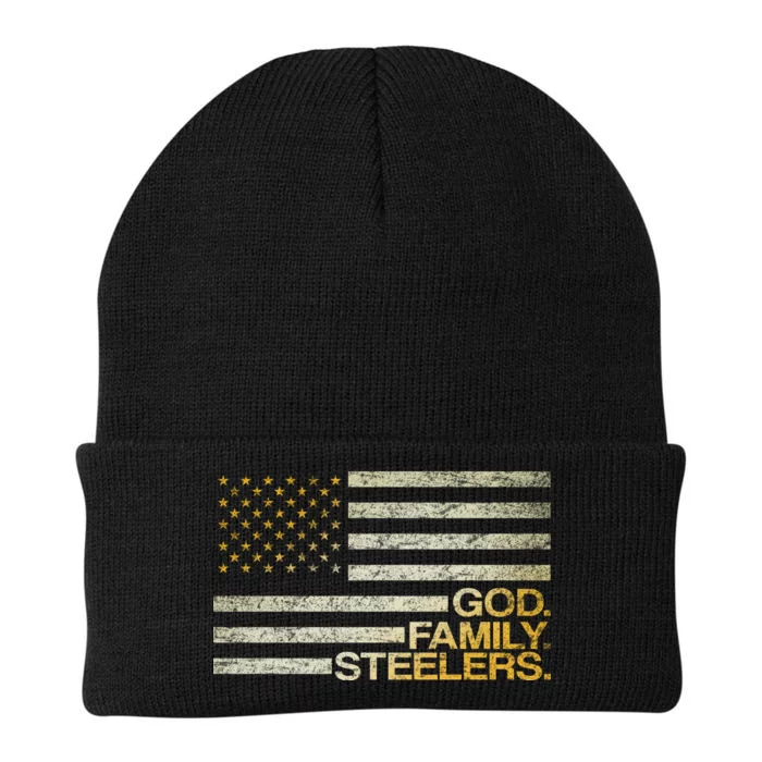 God Family Steelers American Football Flag Knit Cap Winter Beanie