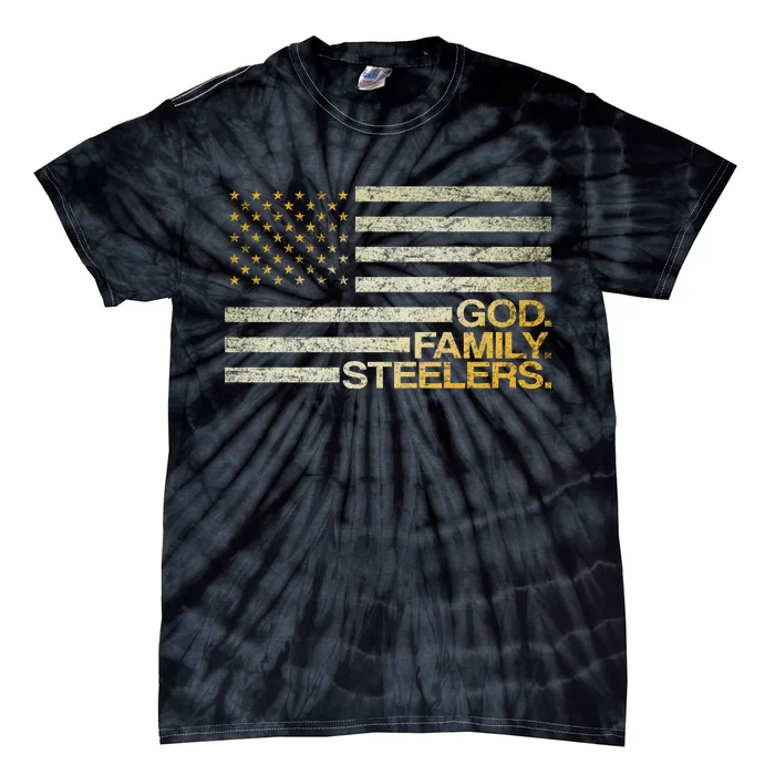 God Family Steelers American Football Flag Tie-Dye T-Shirt