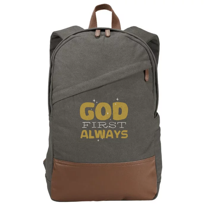 God First Always Cotton Canvas Backpack