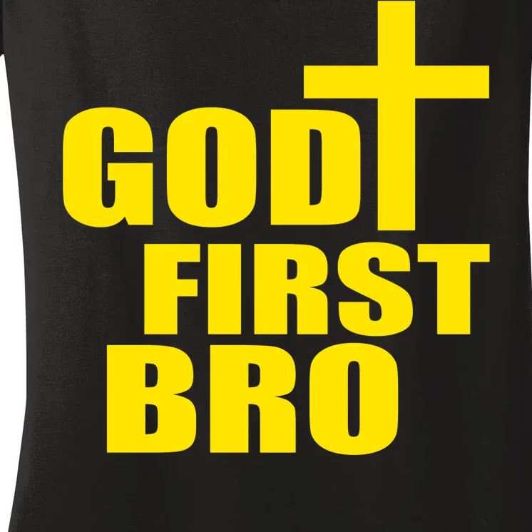 God First Bro Women's V-Neck T-Shirt