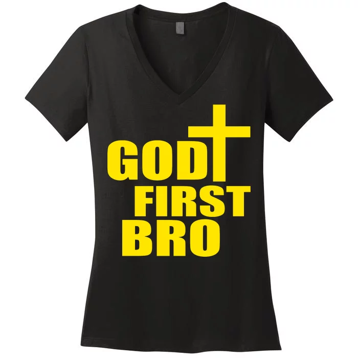 God First Bro Women's V-Neck T-Shirt