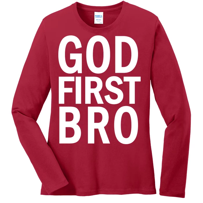 God First Bro Christian Ladies Long Sleeve Shirt