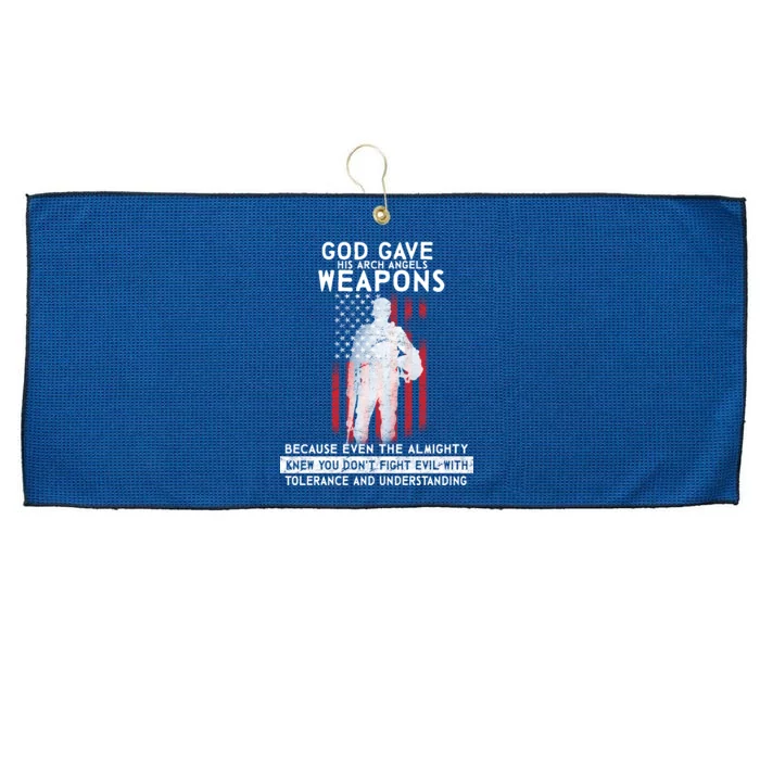 God Gave Weapons To Fight Evil Large Microfiber Waffle Golf Towel