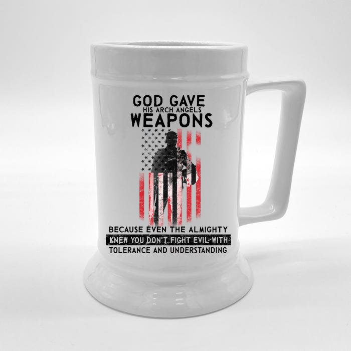 God Gave Weapons To Fight Evil Front & Back Beer Stein