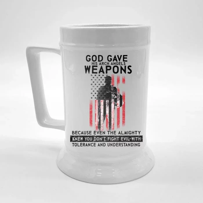 God Gave Weapons To Fight Evil Front & Back Beer Stein