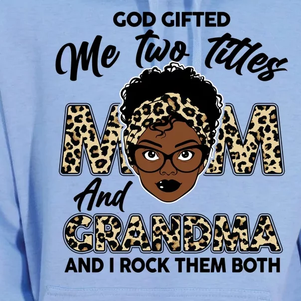 God Gifted Me Two Titles Mom and Grandma Leopard Style Unisex Surf Hoodie