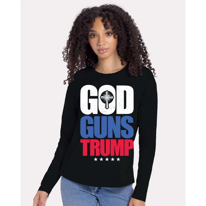 God Guns & Donald Trump Womens Cotton Relaxed Long Sleeve T-Shirt