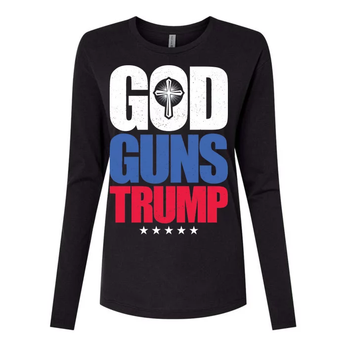 God Guns & Donald Trump Womens Cotton Relaxed Long Sleeve T-Shirt