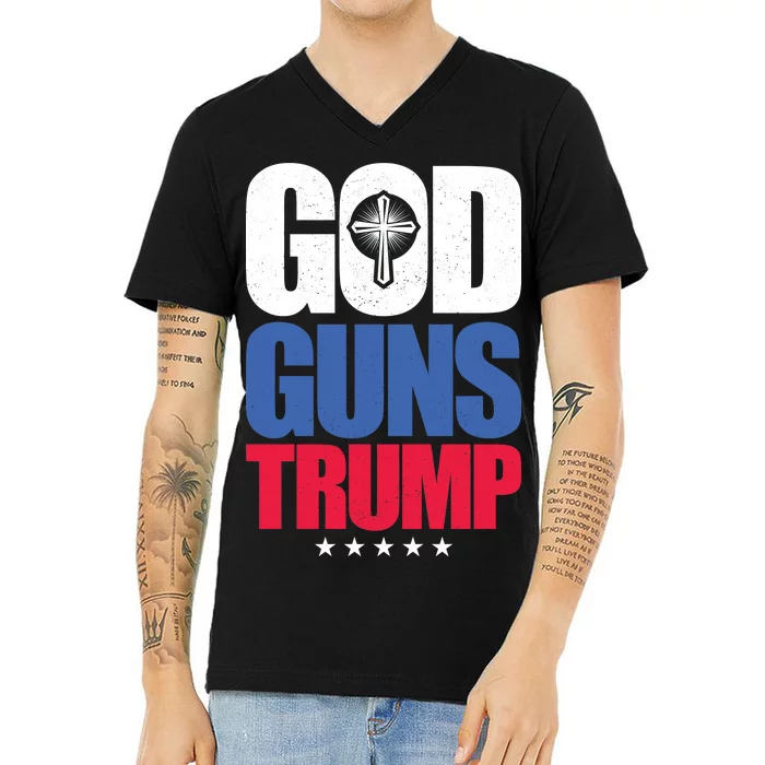 God Guns & Donald Trump V-Neck T-Shirt