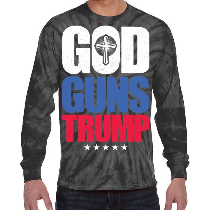 God Guns & Donald Trump Tie-Dye Long Sleeve Shirt