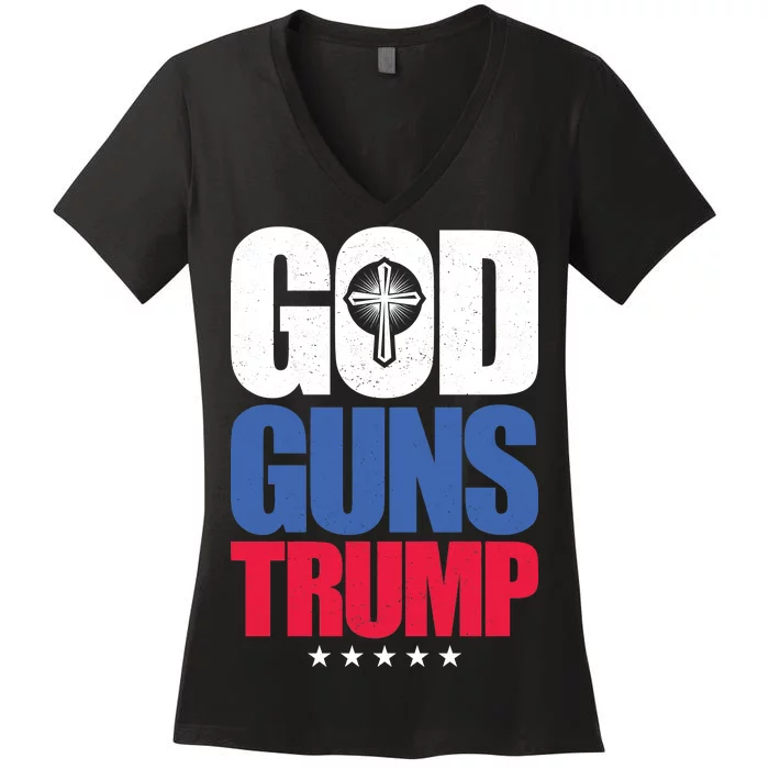 God Guns & Donald Trump Women's V-Neck T-Shirt