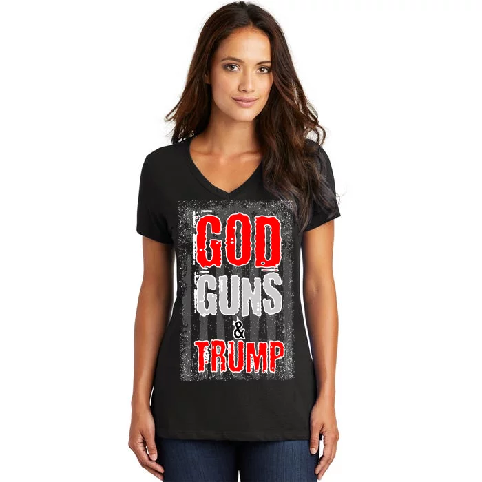 God Guns & Trump Women's V-Neck T-Shirt