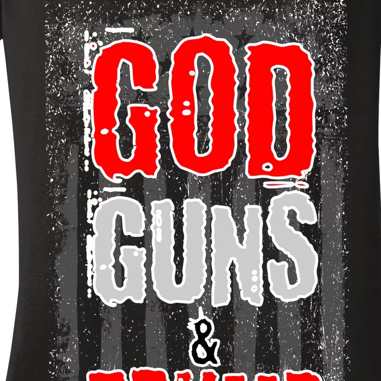 God Guns & Trump Women's V-Neck T-Shirt