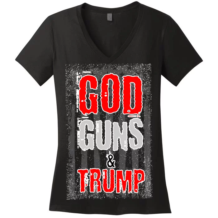 God Guns & Trump Women's V-Neck T-Shirt