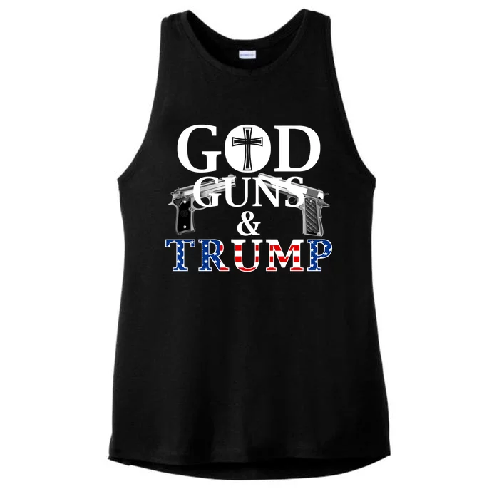 God Guns & Trump Donald President of the United States Ladies Tri-Blend Wicking Tank