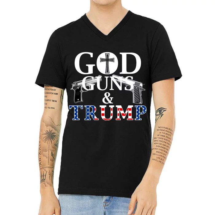 God Guns & Trump Donald President of the United States V-Neck T-Shirt