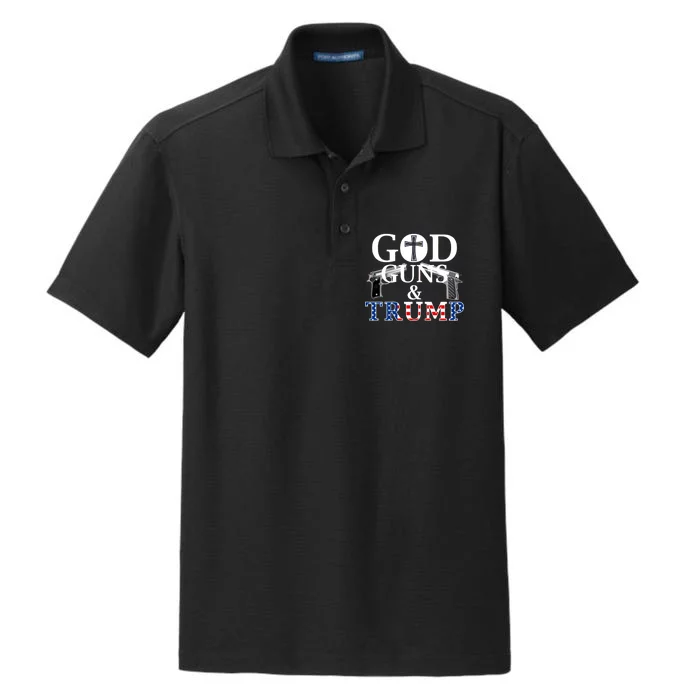 God Guns & Trump Donald President of the United States Dry Zone Grid Performance Polo