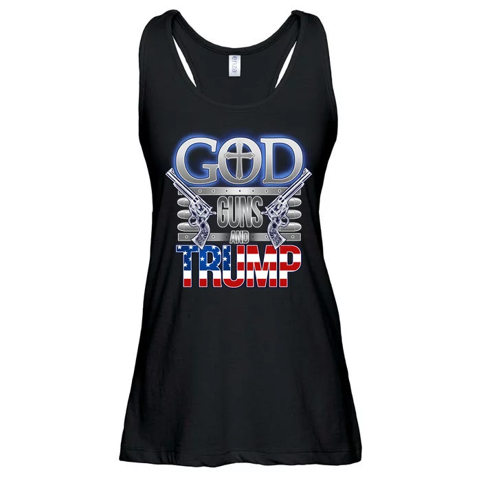 God Guns And Donald Trump Ladies Essential Flowy Tank