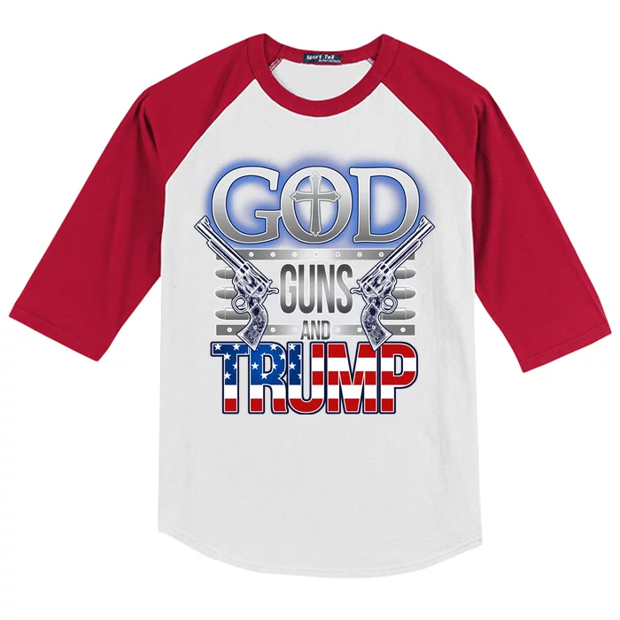 God Guns And Donald Trump Kids Colorblock Raglan Jersey