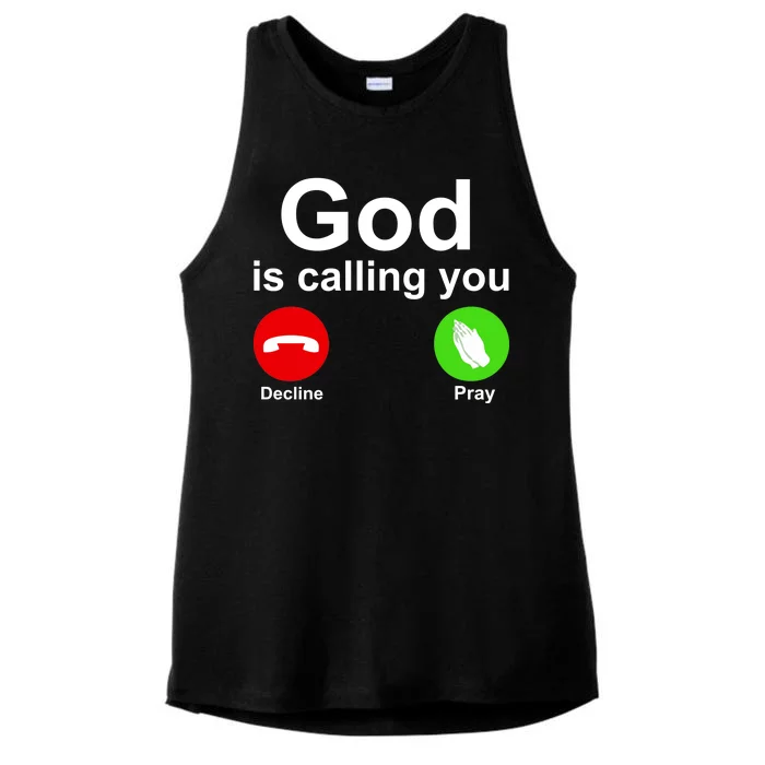 God Is Calling Decline or Pray Ladies Tri-Blend Wicking Tank