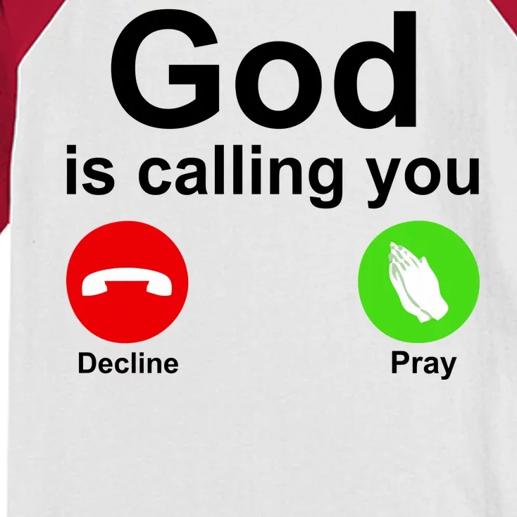 God Is Calling Decline or Pray Kids Colorblock Raglan Jersey