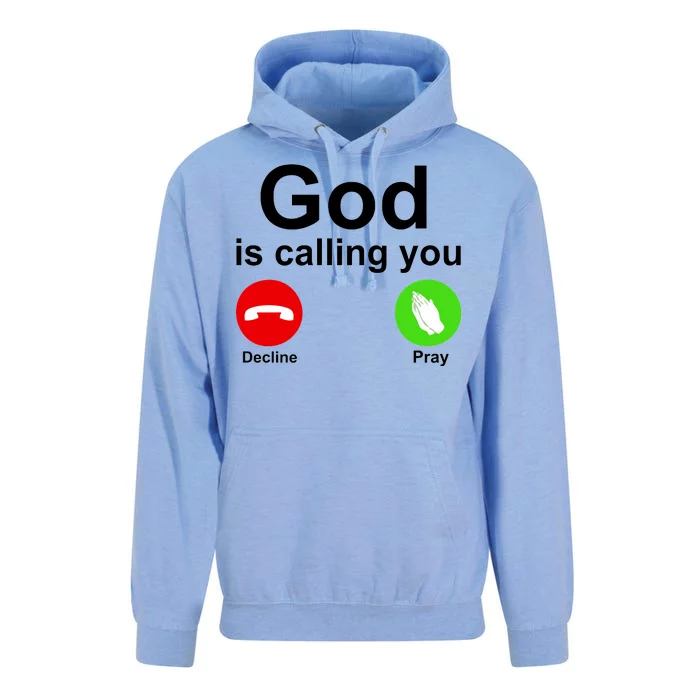 God Is Calling Decline or Pray Unisex Surf Hoodie