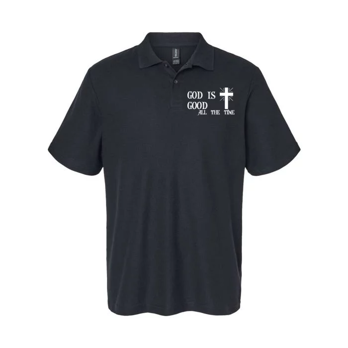 God Is Good All The Time With Cross Softstyle Adult Sport Polo