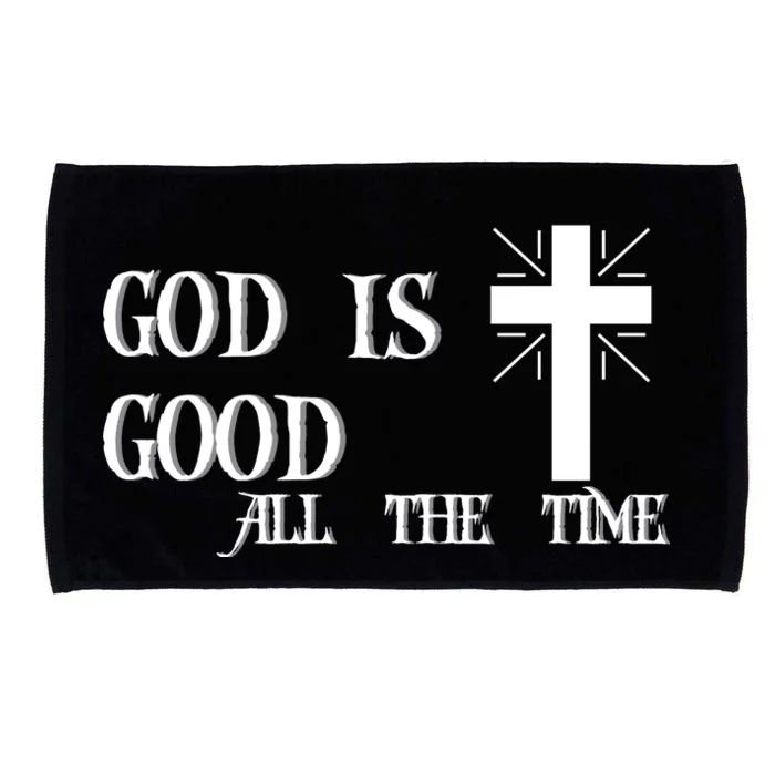 God Is Good All The Time With Cross Microfiber Hand Towel