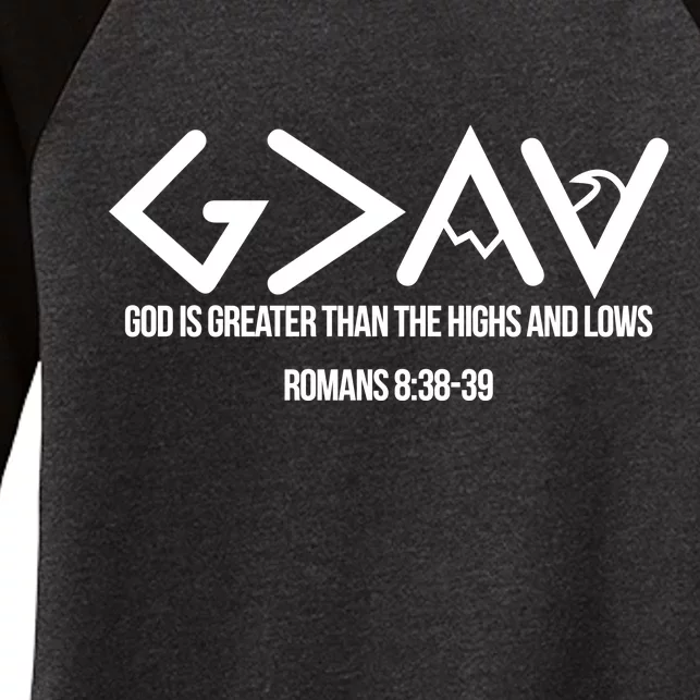 God Is Greater Romans 3:38 Women's Tri-Blend 3/4-Sleeve Raglan Shirt