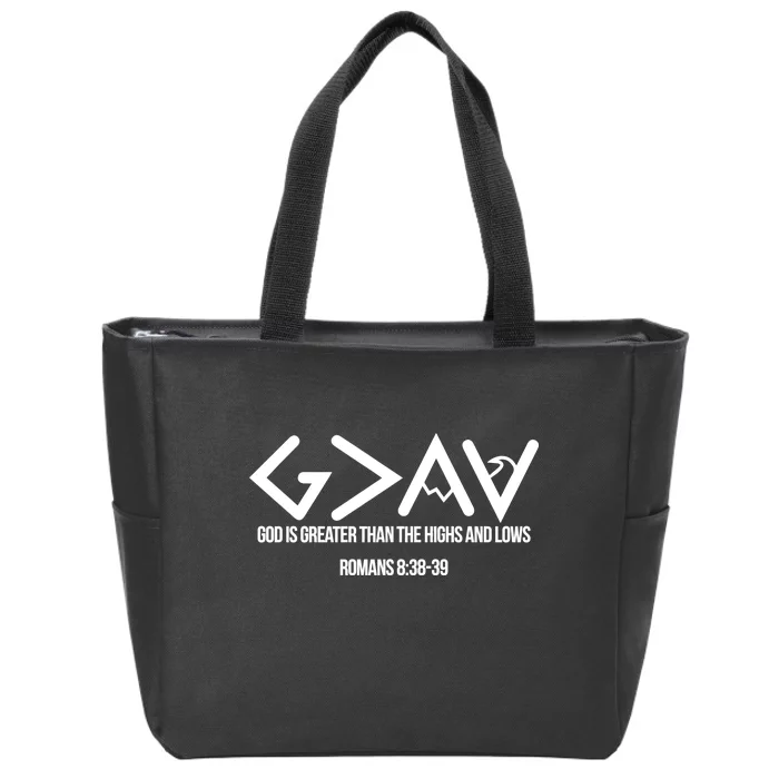 God Is Greater Romans 3:38 Zip Tote Bag