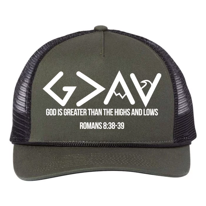 God Is Greater Romans 3:38 Retro Rope Trucker Hat Cap