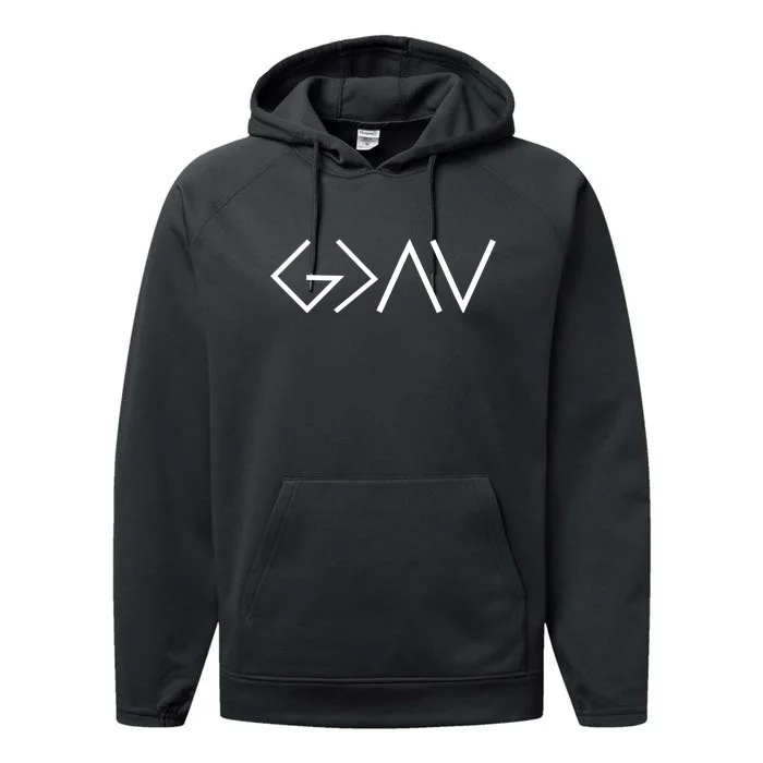 God is Greater Than Our Highs And Lows Performance Fleece Hoodie