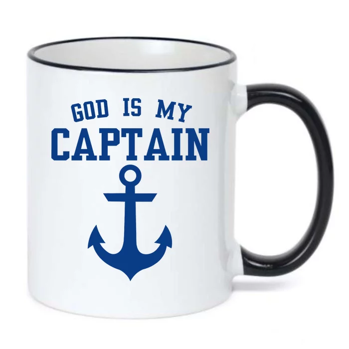 God Is My Captain Black Color Changing Mug