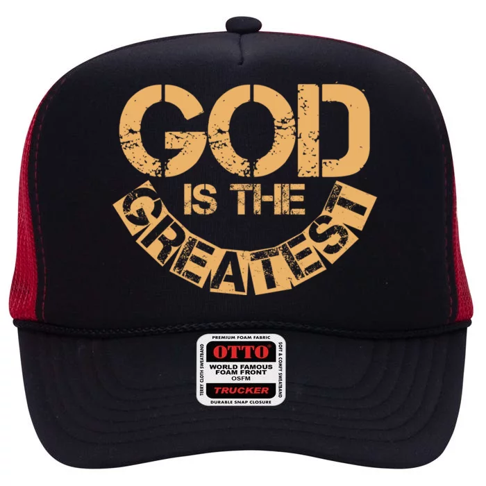 GOD is the Greatest Army Stamp Print High Crown Mesh Trucker Hat