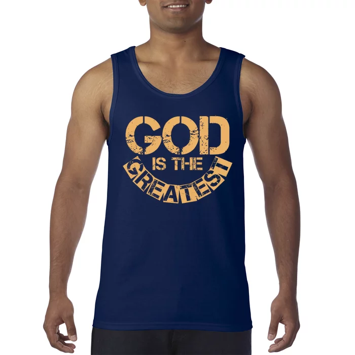 GOD is the Greatest Army Stamp Print Tank Top