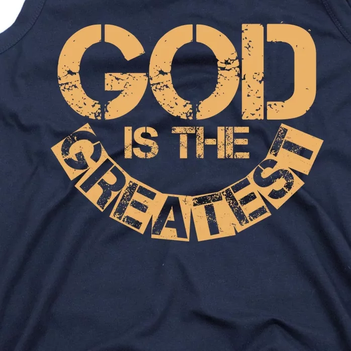 GOD is the Greatest Army Stamp Print Tank Top