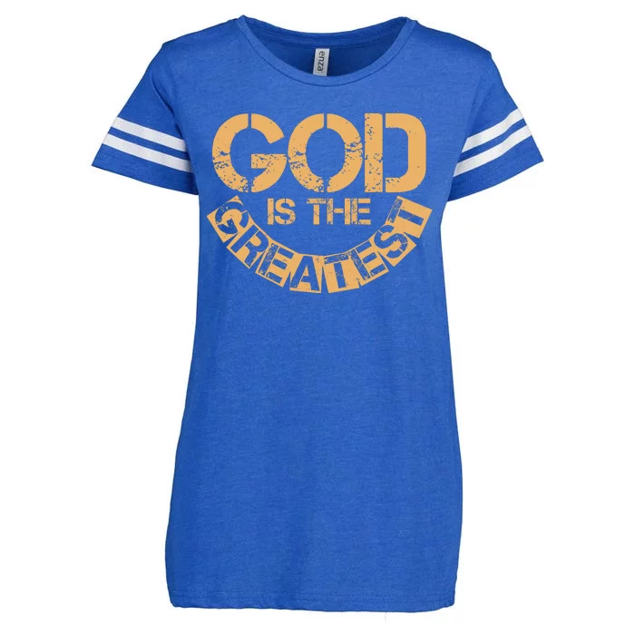 GOD is the Greatest Army Stamp Print Enza Ladies Jersey Football T-Shirt