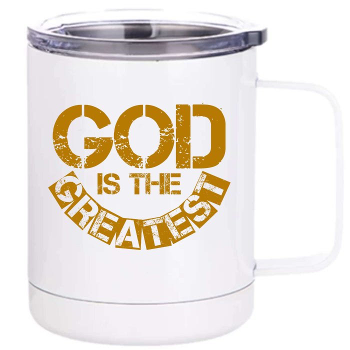 GOD is the Greatest Army Stamp Print Front & Back 12oz Stainless Steel Tumbler Cup