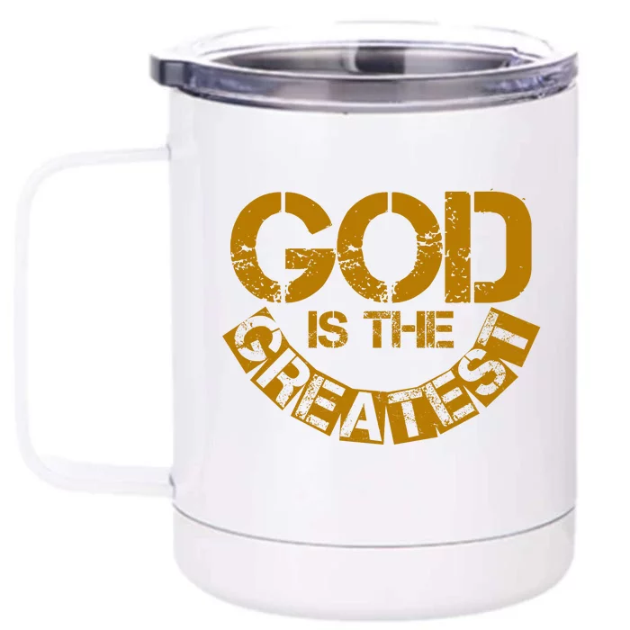 GOD is the Greatest Army Stamp Print Front & Back 12oz Stainless Steel Tumbler Cup