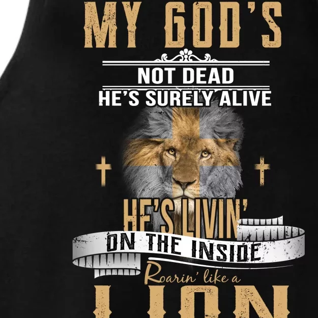 God Living On The Inside Roaring Like A Lion Ladies Tri-Blend Wicking Tank