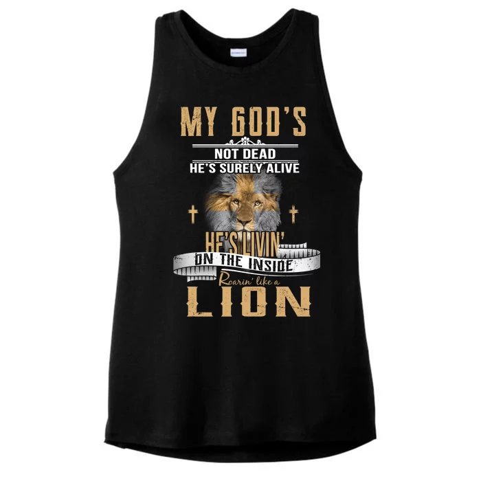 God Living On The Inside Roaring Like A Lion Ladies Tri-Blend Wicking Tank