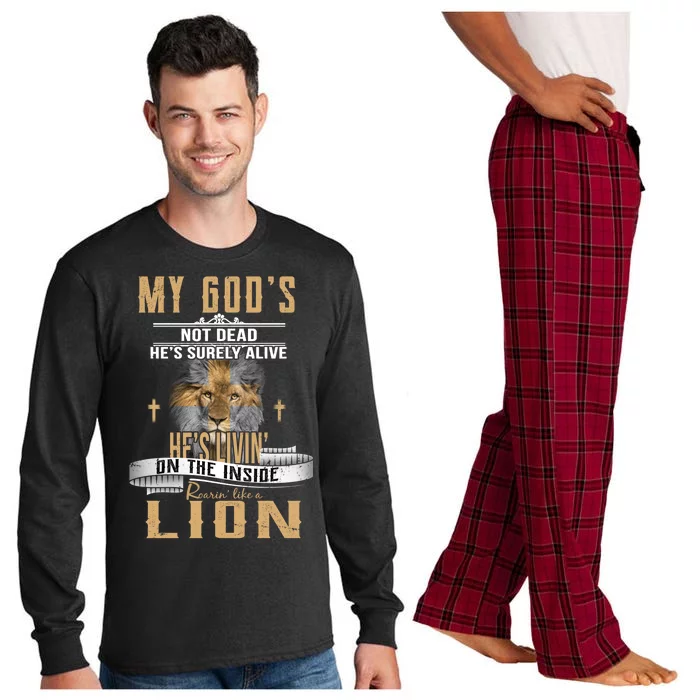 God Living On The Inside Roaring Like A Lion Long Sleeve Pajama Set