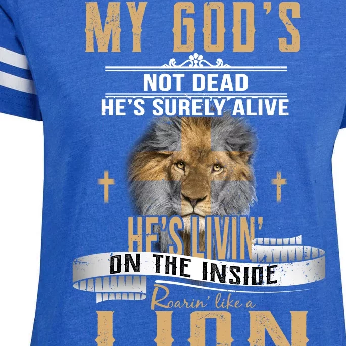 God Living On The Inside Roaring Like A Lion Enza Ladies Jersey Football T-Shirt