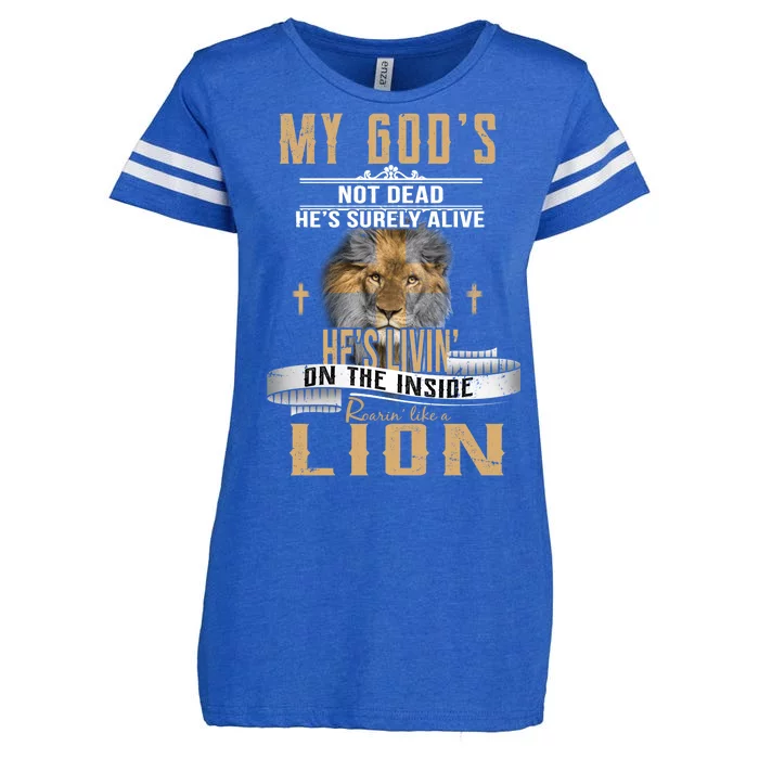 God Living On The Inside Roaring Like A Lion Enza Ladies Jersey Football T-Shirt