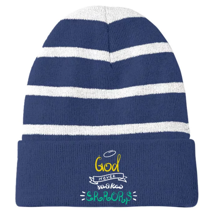 God Never Makes Errors Striped Beanie with Solid Band