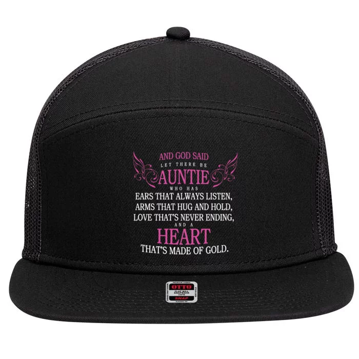 God Said Let There Be Auntie 7 Panel Mesh Trucker Snapback Hat