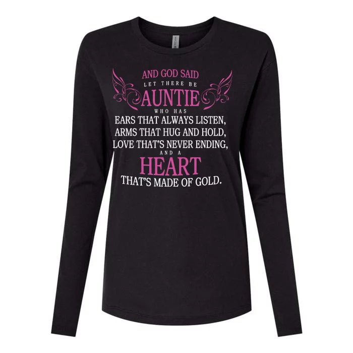 God Said Let There Be Auntie Womens Cotton Relaxed Long Sleeve T-Shirt