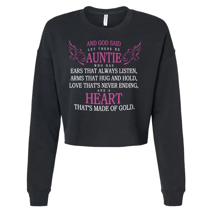 God Said Let There Be Auntie Cropped Pullover Crew