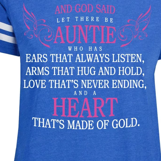 God Said Let There Be Auntie Enza Ladies Jersey Football T-Shirt